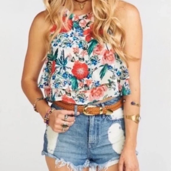 Show Me Your MuMu Floral Cropped Tank Poppy Petal - Picture 6 of 6